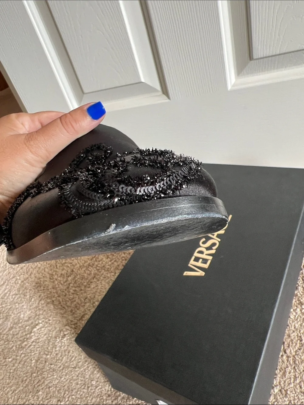 Versace embellished satin